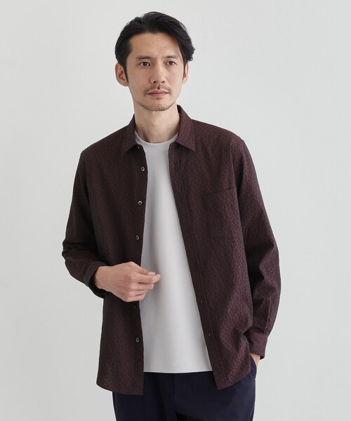 TAKEO KIKUCHI(タケオキクチ)の「【Made in JAPAN】播州織 ドビー千鳥シャツ(シャツ/ブラウス・メンズ・ネイビー/キャメル/ボルドー/グレー・04/03/02/01)」の19枚目の写真