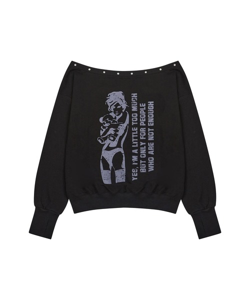 LUVISTRUE(ラヴイズトゥルー)の「GT ONE SHOULDER SWEATSHIRT(スウェット・レディース・グレー/ブラック・FREE)」の13枚目の写真