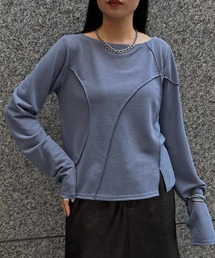 &g'aime | 【&g'aime】メロー切替ショートトップス　Mellow Stitch Contrast Short Top(Tシャツ/カットソー)