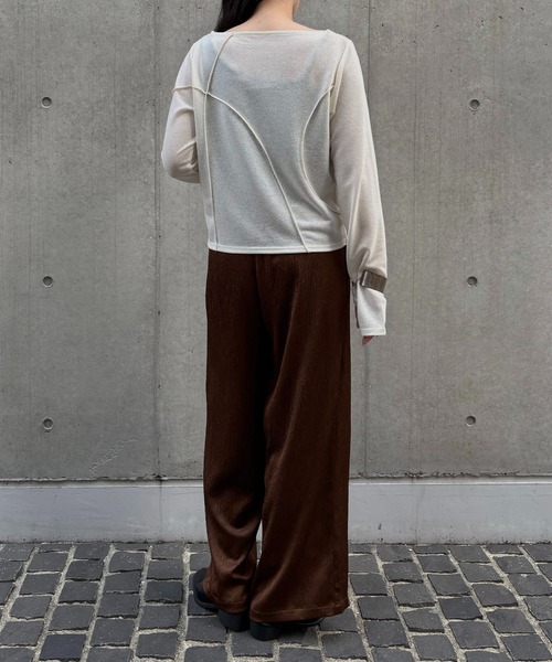 &g'aime（アンジェム）の「【&g'aime】メロー切替ショートトップス　Mellow Stitch Contrast Short Top（Tシャツ/カットソー・レディース・ブルー/ブラック/ホワイト・FREE）」の14枚目の写真