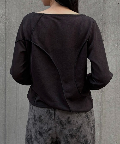 &g'aime（アンジェム）の「【&g'aime】メロー切替ショートトップス　Mellow Stitch Contrast Short Top（Tシャツ/カットソー・レディース・ブルー/ブラック/ホワイト・FREE）」の18枚目の写真