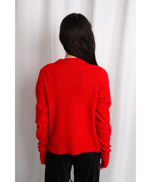 CAROUSE LAMBRA（ケラウズランブラ）の「LS CREW SHORT LENGTH KNIT（ニット/セーター・レディース・グレー/ネイビー/レッド・FREE）」の8枚目の写真