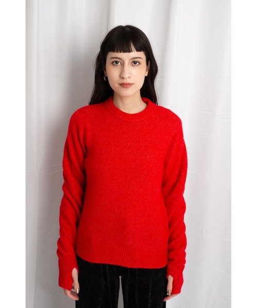CAROUSE LAMBRA（ケラウズランブラ）の「LS CREW SHORT LENGTH KNIT（ニット/セーター・レディース・グレー/ネイビー/レッド・FREE）」の7枚目の写真