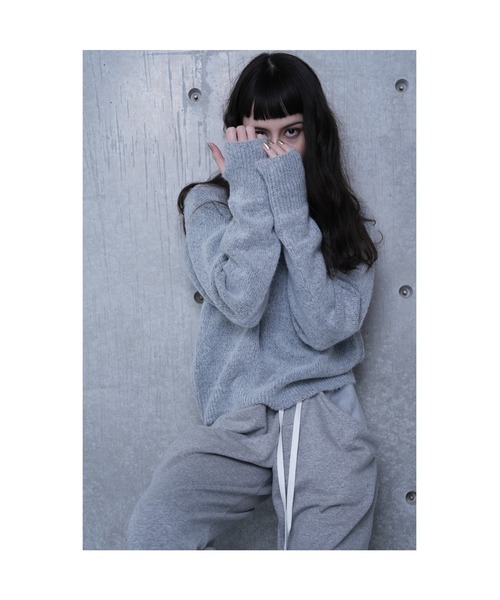 CAROUSE LAMBRA（ケラウズランブラ）の「LS CREW SHORT LENGTH KNIT（ニット/セーター・レディース・グレー/ネイビー/レッド・FREE）」の5枚目の写真