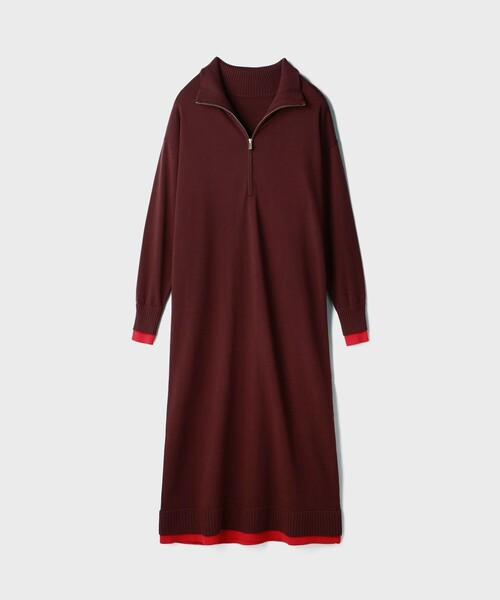 セール】バイカラーストレートニットワンピース（ワンピース