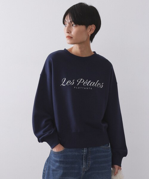 OPAQUE.CLIP(オペークドットクリップ)の「刺繍ロゴスウェット【洗濯機OK】(Tシャツ/カットソー・レディース・ネイビー/グレー・00)」の1枚目の写真