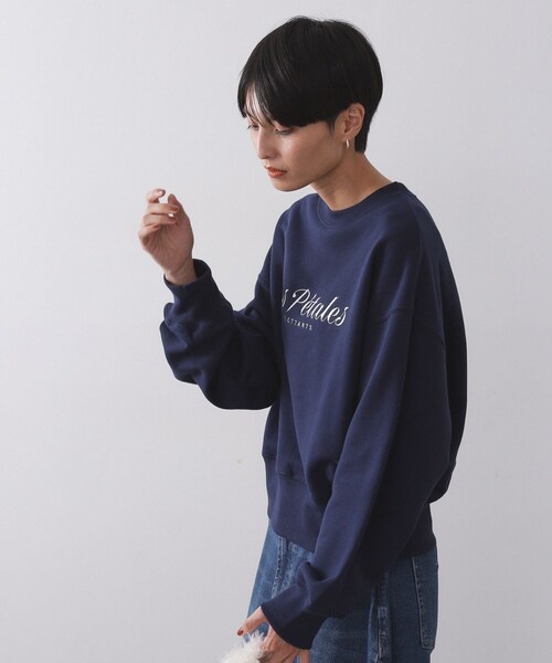 OPAQUE.CLIP(オペークドットクリップ)の「刺繍ロゴスウェット【洗濯機OK】(Tシャツ/カットソー・レディース・ネイビー/グレー・00)」の7枚目の写真