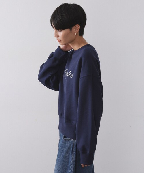 OPAQUE.CLIP(オペークドットクリップ)の「刺繍ロゴスウェット【洗濯機OK】(Tシャツ/カットソー・レディース・ネイビー/グレー・00)」の12枚目の写真