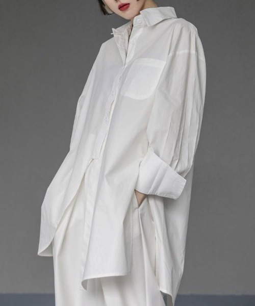 SallyLunn(サリーラン)の「モダンオーバーシャツ(シャツ/ブラウス・レディース・ホワイト/ブラック・MEDIUM/LARGE)」の2枚目の写真