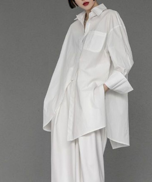 SallyLunn(サリーラン)の「モダンオーバーシャツ(シャツ/ブラウス・レディース・ホワイト/ブラック・MEDIUM/LARGE)」の3枚目の写真
