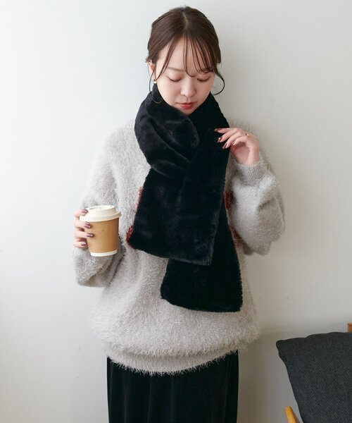 【タグ付き未使用】Lisa Conte♡リサコンテ　バイカラーファーマフラー WEB限定】フェイクファーマフラー（マフラー）｜DISCOAT（ディスコート