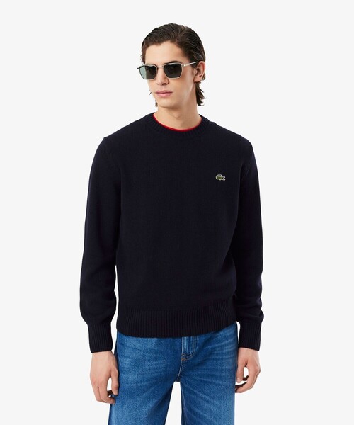 LACOSTE（ラコステ）の「エッセンシャルウールニットセーター（ニット/セーター・メンズ・ブラック/オリーブ/キャメル/ネイビー/ダークグリーン・2/4/3/5）」の4枚目の写真