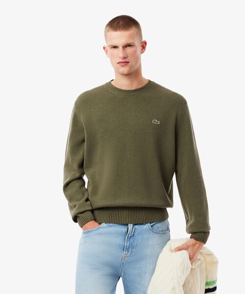 LACOSTE（ラコステ）の「エッセンシャルウールニットセーター（ニット/セーター・メンズ・ブラック/オリーブ/キャメル/ネイビー/ダークグリーン・2/4/3/5）」の3枚目の写真