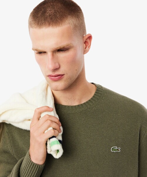 LACOSTE（ラコステ）の「エッセンシャルウールニットセーター（ニット/セーター・メンズ・ブラック/オリーブ/キャメル/ネイビー/ダークグリーン・2/4/3/5）」の15枚目の写真