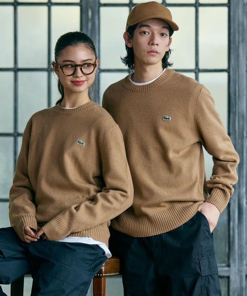 LACOSTE(ラコステ)の「エッセンシャルウールニットセーター(ニット/セーター・メンズ・ブラック/オリーブ/キャメル/ネイビー/ダークグリーン・2/4/3/5)」の8枚目の写真