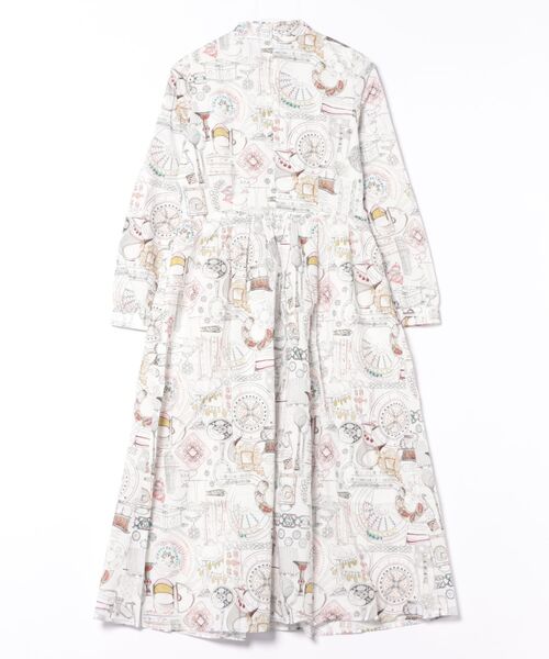 HUIT bouquet(ユイット)の「ボウタイ ワンピース Made with Liberty Fabric HUIT(ワンピース・レディース・グレー/ブルー/ベージュ/ピンク・M)」の5枚目の写真