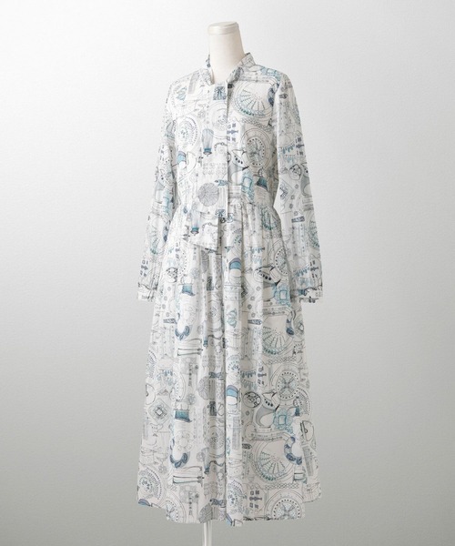 HUIT bouquet(ユイット)の「ボウタイ ワンピース Made with Liberty Fabric HUIT(ワンピース・レディース・グレー/ブルー/ベージュ/ピンク・M)」の14枚目の写真