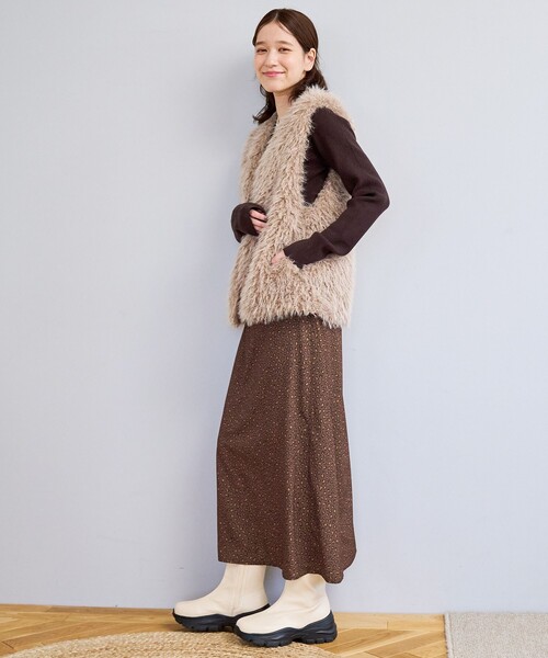 coen（コーエン）の「カーリーシャギーファーベスト（ベスト・レディース・モカ/ベージュ・L/M）」の6枚目の写真