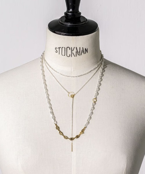 Soierie(ソワリー)の「レイヤード ネックレス (3Set) / Layered necklace (3Set)(ネックレス・レディース・シルバー×ゴールド・FREE)」の1枚目の写真