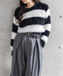 clear | ロングフェザー丸首ニットトップス［大人 カジュアル 着回し力抜群］≪AW新作≫(ニット/セーター)