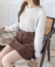 clear | ロングフェザー丸首ニットトップス［大人 カジュアル 着回し力抜群］≪AW新作≫(ニット/セーター)