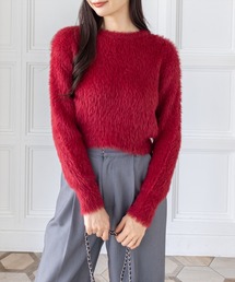 clear | ロングフェザー丸首ニットトップス［大人 カジュアル 着回し力抜群］≪AW新作≫(ニット/セーター)