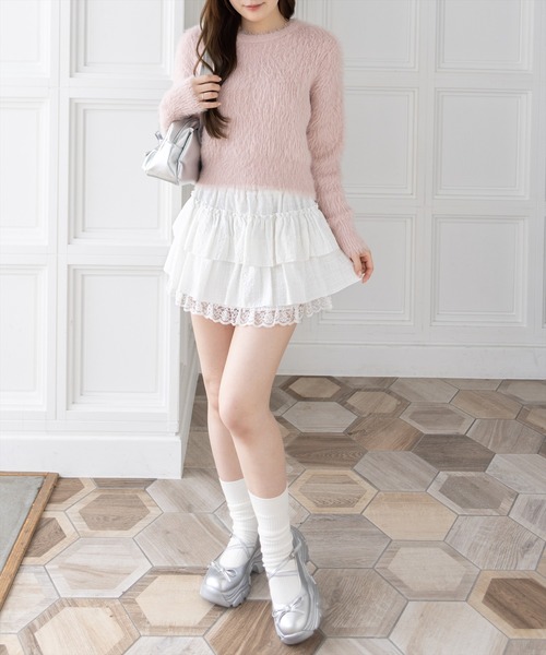 clear（クリア）の「ロングフェザー丸首ニットトップス［大人 カジュアル 着回し力抜群］≪再入荷≫（ニット/セーター・レディース・アイボリー/グレー系その他/チャコールグレー/ブラック系その他/ブラウン/ボルドー/ピンクベージュ/ミント・F）」の11枚目の写真