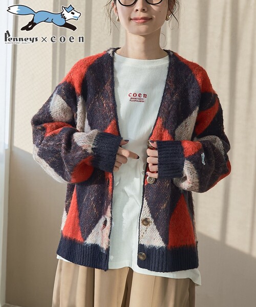 PENNEYS(ぺニーズ)の「【PENNEYS(ぺニーズ)別注】アソートジャガード起毛ニットカーディガン(カーディガン/ボレロ・レディース・ブラウン/ダークグレー/ベージュ/ネイビー/ブラック/ライトブルー・M/L)」の6枚目の写真