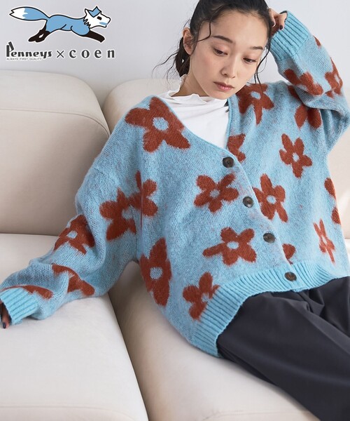 PENNEYS(ぺニーズ)の「【PENNEYS(ぺニーズ)別注】アソートジャガード起毛ニットカーディガン(カーディガン/ボレロ・レディース・ブラウン/ダークグレー/ベージュ/ネイビー/ブラック/ライトブルー・M/L)」の1枚目の写真