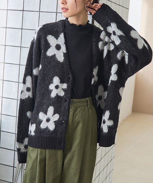緹花刷毛針織開襟衫