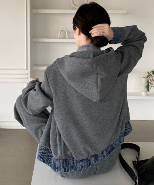 ABITOKYO（アビトーキョー）の「デニムドッキングスウェットパーカーセットアップ（セットアップ・レディース・ベージュ/ブラック/グレー・FREE）」の20枚目の写真