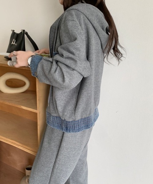 ABITOKYO（アビトーキョー）の「デニムドッキングスウェットパーカーセットアップ（セットアップ・レディース・ベージュ/ブラック/グレー・FREE）」の17枚目の写真
