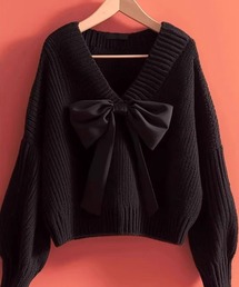 SPIGA | Vﾈｯｸﾘﾎﾞﾝﾓﾁｰﾌﾆｯﾄ(ニット/セーター)