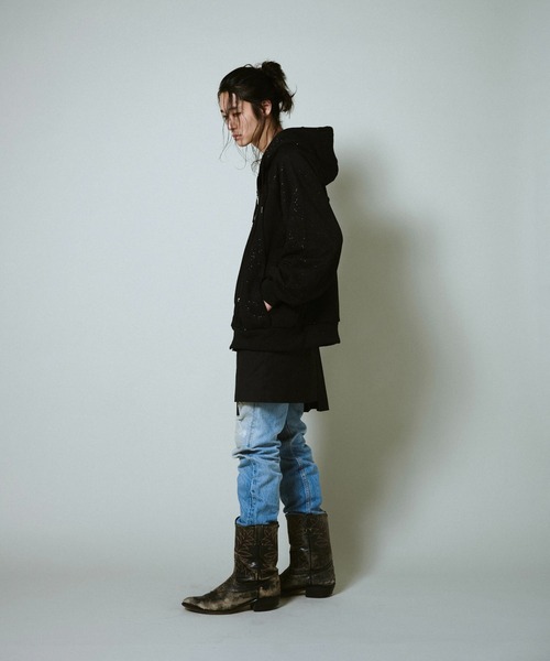 Camphor wood（カンファーウッド）の「Glitter Seam Double-Zip Hoodie / グリッターラグランシームダブルジップフーディ（パーカー・メンズ・グレー/ブラック・SMALL/MEDIUM/LARGE）」の12枚目の写真