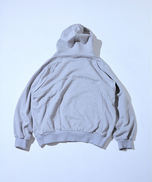 Camphor wood（カンファーウッド）の「Glitter Seam Double-Zip Hoodie / グリッターラグランシームダブルジップフーディ（パーカー・メンズ・グレー/ブラック・SMALL/MEDIUM/LARGE）」の3枚目の写真