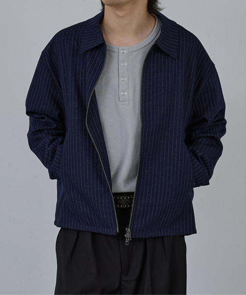 AH ABAHOUSE（エーエイチアバハウス）の「CROPPED DOUBLE-ZIP UP BLOUSON / クロップドダブルジップアップブルゾン（ブルゾン・メンズ・チャコールグレー/ブラック/ブルー系その他・46/44/48）」の3枚目の写真