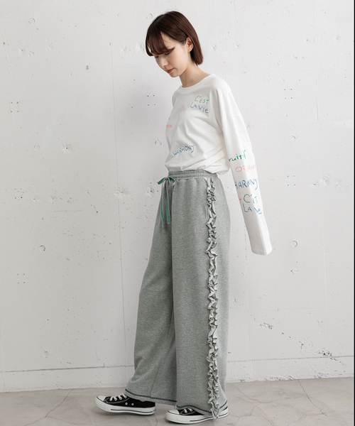 POU DOU DOU(プードゥドゥ)の「サイドフリルスウエットパンツ(その他パンツ・レディース・オートミール/グレー・M)」の5枚目の写真