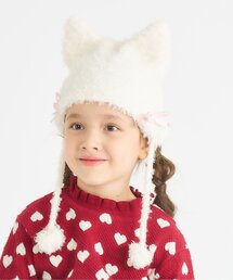 apres les cours | ねこちゃん耳当て付きキャップ(ニットキャップ/ビーニー)