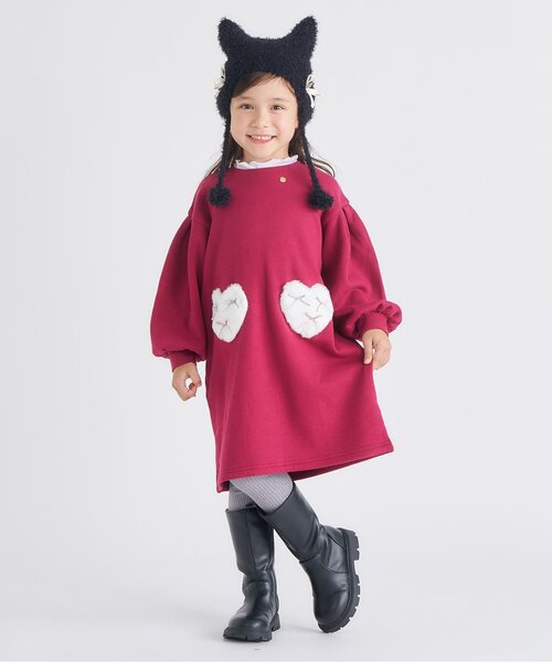 apres les cours（アプレレクール）の「ねこちゃん耳当て付きキャップ（ニットキャップ/ビーニー・キッズ・アイボリー/ブラック・50/54）」の5枚目の写真