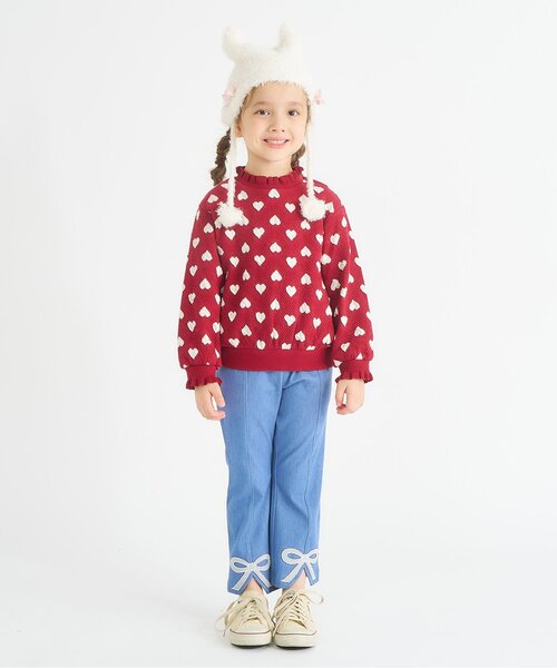 apres les cours（アプレレクール）の「ねこちゃん耳当て付きキャップ（ニットキャップ/ビーニー・キッズ・アイボリー/ブラック・50/54）」の7枚目の写真