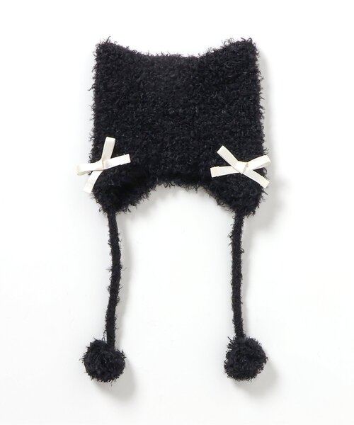 ねこちゃん耳当て付きキャップ（ニットキャップ/ビーニー）｜apres les