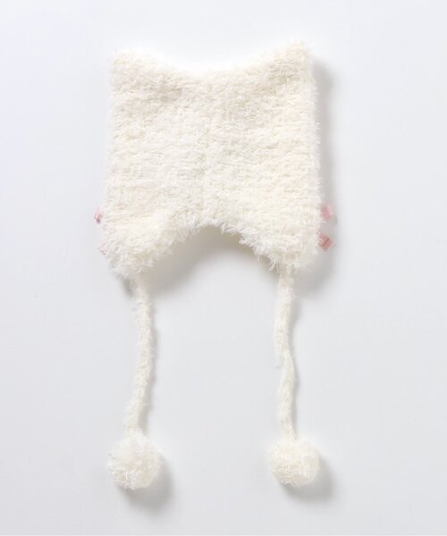 apres les cours（アプレレクール）の「ねこちゃん耳当て付きキャップ（ニットキャップ/ビーニー・キッズ・アイボリー/ブラック・50/54）」の9枚目の写真