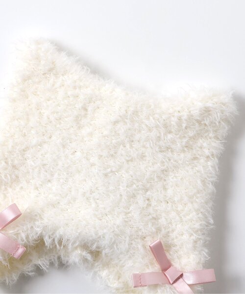 apres les cours（アプレレクール）の「ねこちゃん耳当て付きキャップ（ニットキャップ/ビーニー・キッズ・アイボリー/ブラック・50/54）」の10枚目の写真