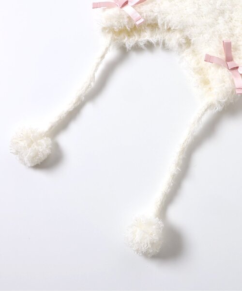 apres les cours（アプレレクール）の「ねこちゃん耳当て付きキャップ（ニットキャップ/ビーニー・キッズ・アイボリー/ブラック・50/54）」の12枚目の写真