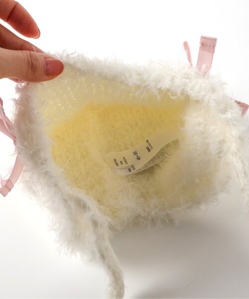 apres les cours（アプレレクール）の「ねこちゃん耳当て付きキャップ（ニットキャップ/ビーニー・キッズ・アイボリー/ブラック・50/54）」の13枚目の写真