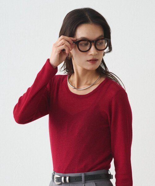 LOUNGEDRESS（ラウンジドレス）の「【GALENA/ガレナ】太フレームスクエアボストンめがね（メガネ・レディース・ブラウン/カーキ・FREE）」の3枚目の写真