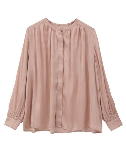 YECCA VECCA（イェッカヴェッカ）の「サテンギャザーブラウス（シャツ/ブラウス・レディース・オフホワイト/ピンク/ブラウン・FREE）」の6枚目の写真