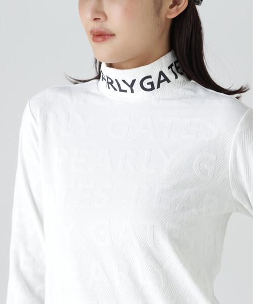 パーリーゲイツ3Dベアジャガード長袖ハイネックカットソー ホワイト 3Dベアジャガードハイネックカットソー（Tシャツ/カットソー）｜PEARLY