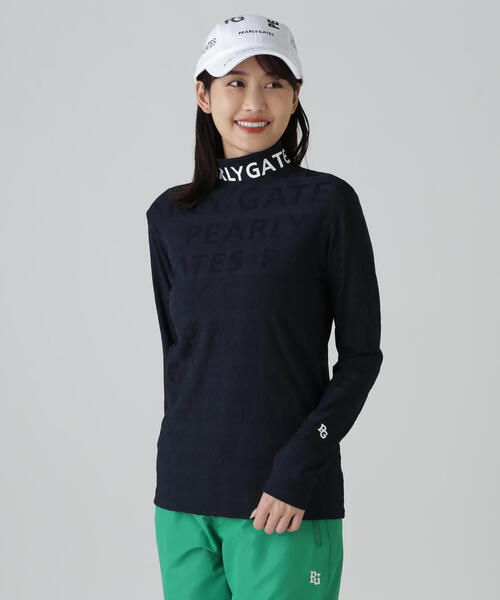 PEARLY GATES(パーリーゲイツ)の「3Dベアジャガードハイネックカットソー(Tシャツ/カットソー・レディース・ネイビー/ホワイト・SMALL/LARGE/MEDIUM)」の2枚目の写真