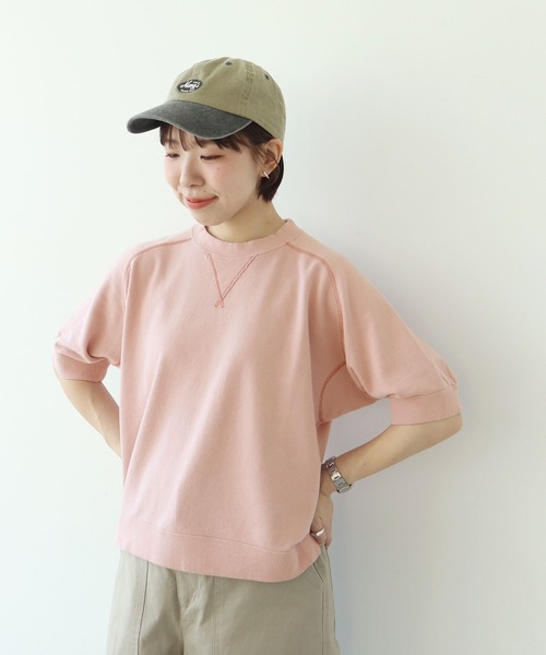 PAR ICI（パーリッシィ）の「製品染め裏毛 フリーダムスリーブ半袖カットソー（Tシャツ/カットソー・レディース・グレー/ピンク/アイボリー/ブルー・FREE）」の4枚目の写真